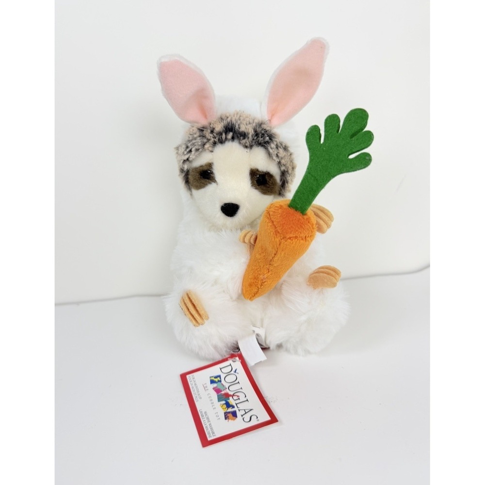 Slowpoke Plush Sloth Bunny White Outfit‎ Stuffed Animal Douglas Toy 6" Carrot